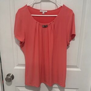 Notations Coral Blouse with Metal Detail